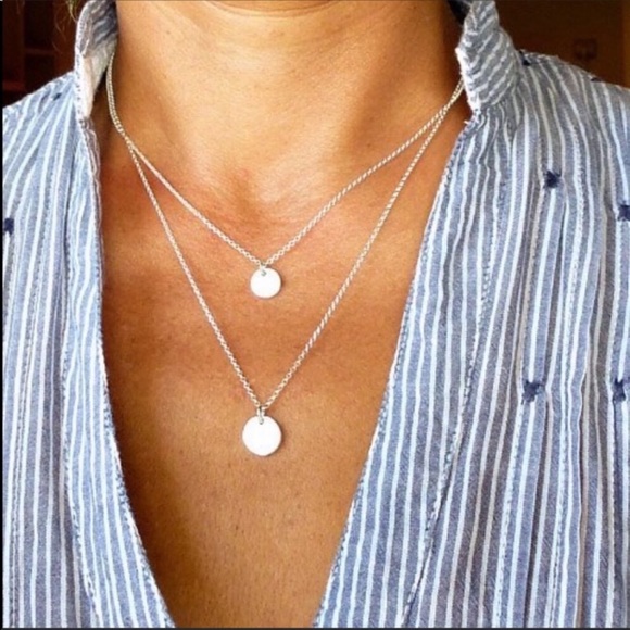 Jewelry - Double Layer Silver Disc Necklace